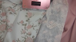 birillant çiçek desenli tül ve kumaşlar